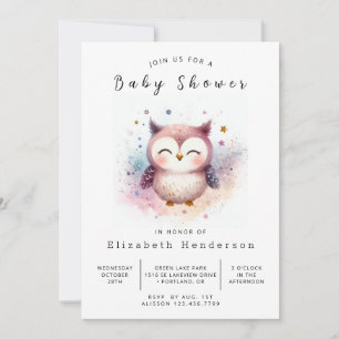 Convites Chá de fraldas Chic Happy Owl