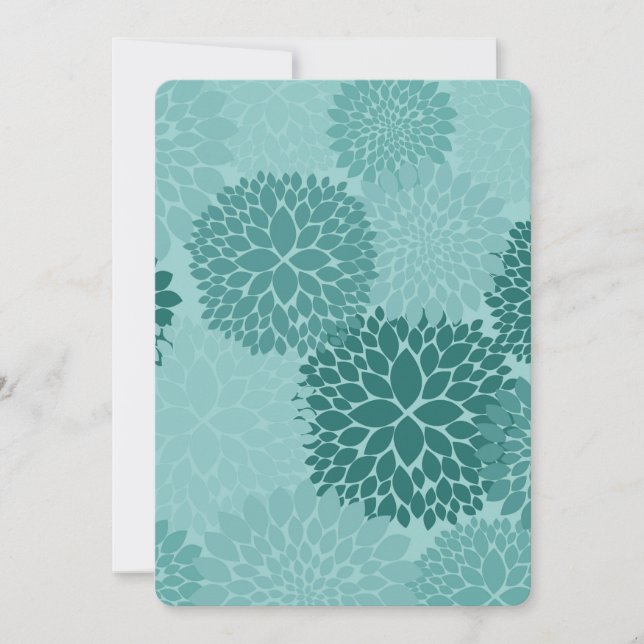 Convites Chá de fraldas Chic Mint Flowers (Frente)