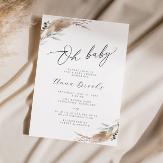 Convites Chá de fraldas Chic Pampas Grass Boho