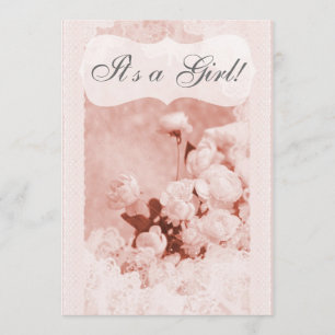 Convites Chá de fraldas Chique de Flores de Pensão Rosa