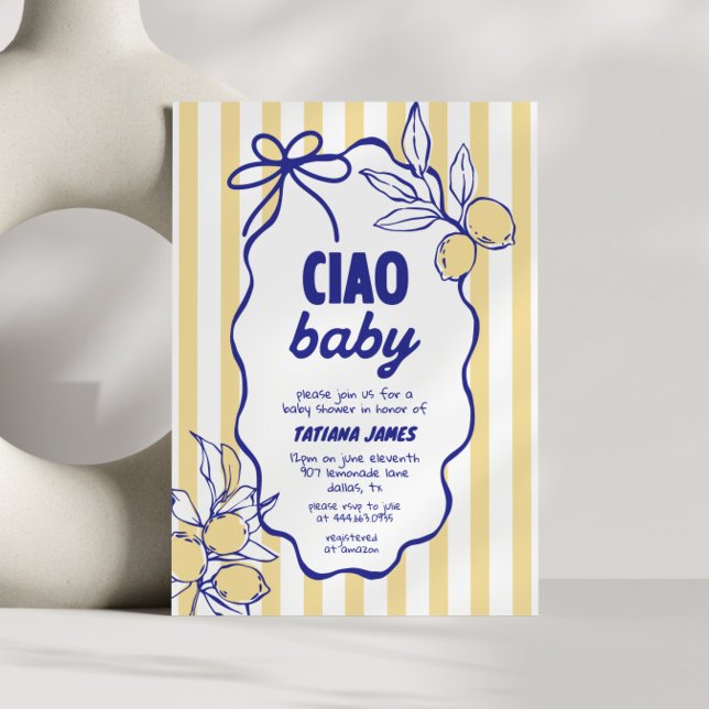 Convites CHÁ DE FRALDAS CIAO BABY Lemon Mediterranean Amalf (Criador carregado)