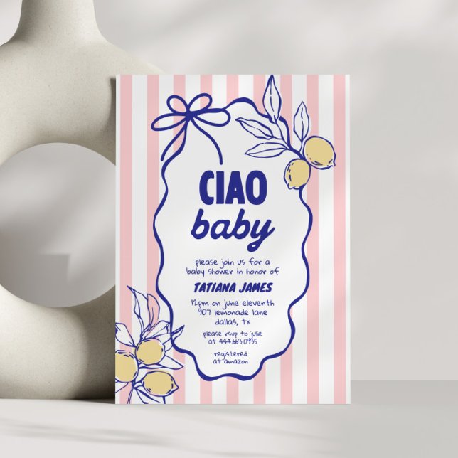 Convites CHÁ DE FRALDAS CIAO BABY Lemon Mediterranean Amalf (Criador carregado)