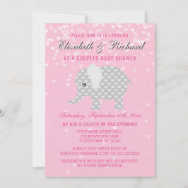 Convites Chá de fraldas cinzento cor-de-rosa da menina dos