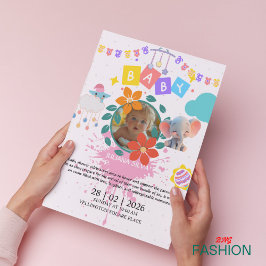 Convites Chá de fraldas Clássico de Minima de Aquarela Bran