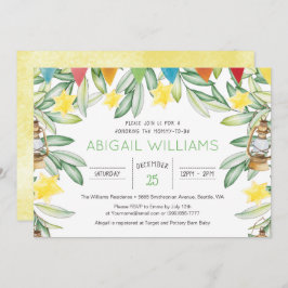 Convites Chá de fraldas Clássico de Primavera Jardim Verde