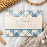 Chá de fraldas Clássico de Xadrez Azul bege-claro