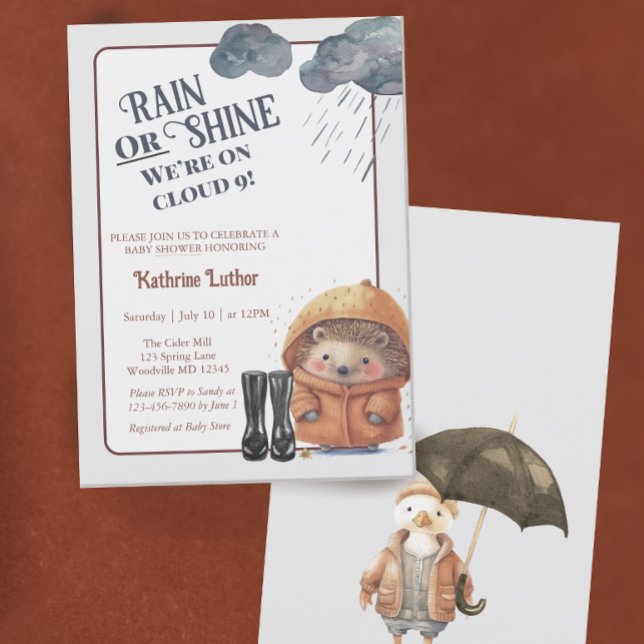 Convites Chá de fraldas Cloud Nine Woodland Hedgehog (Criador carregado)