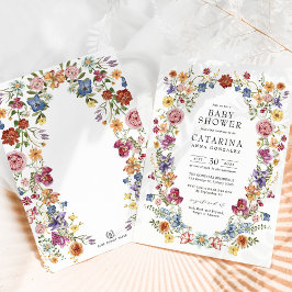 Convites Chá de fraldas Colorida Boho Flowers