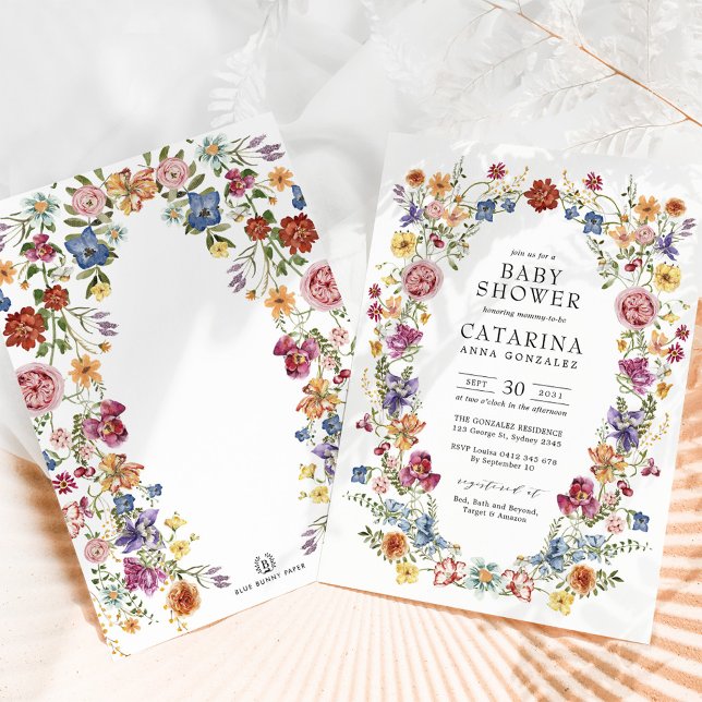 Convites Chá de fraldas Colorida Boho Flowers (Criador carregado)