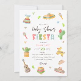 Convites Chá de fraldas Colorida Fiesta Mexicano