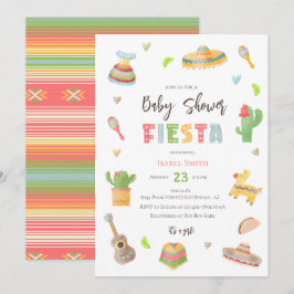 Convites Chá de fraldas Colorida Fiesta Mexicano