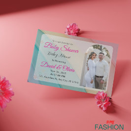 Convites Chá de fraldas Colorido Branco e Rosa Clássico