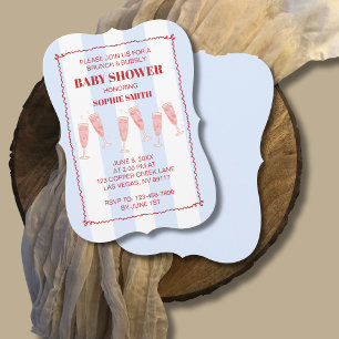 Convites Chá de fraldas com borda vermelha de faixa azul Br