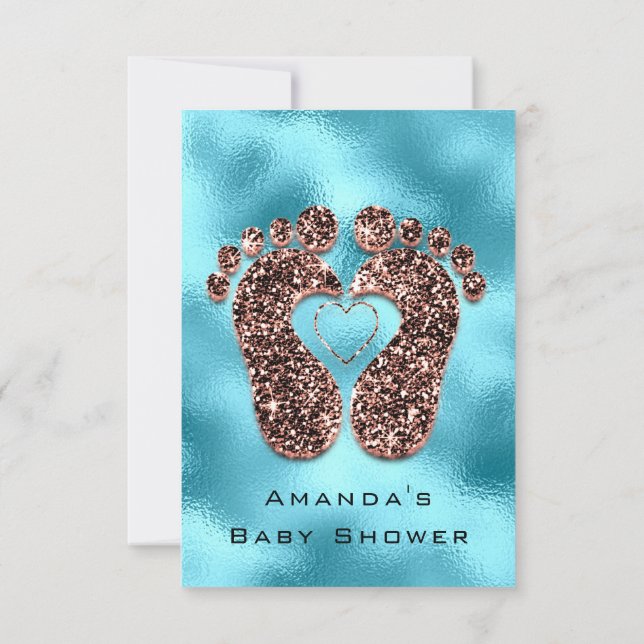 Convites Chá de fraldas com brilho brilhante Rosa de pino a (Verso)