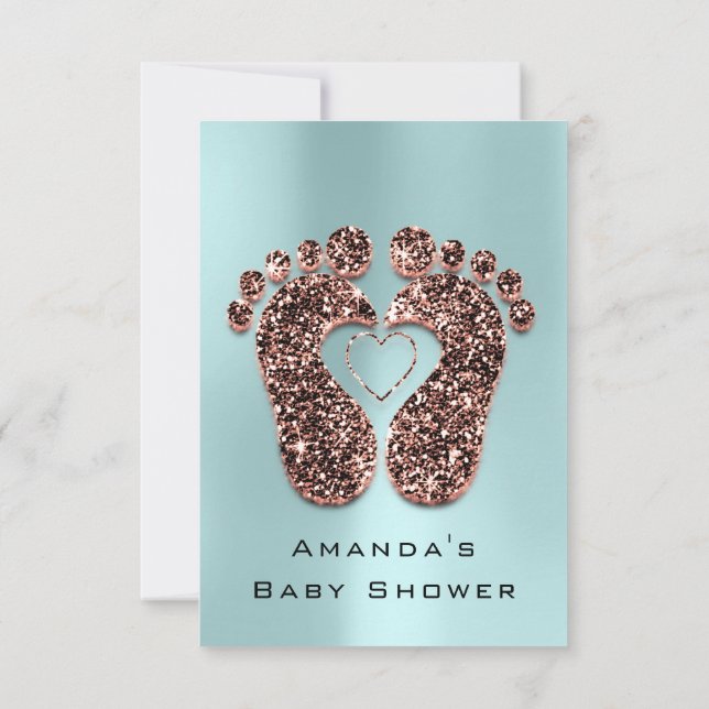 Convites Chá de fraldas com brilho brilhante Rosa esfolado  (Verso)