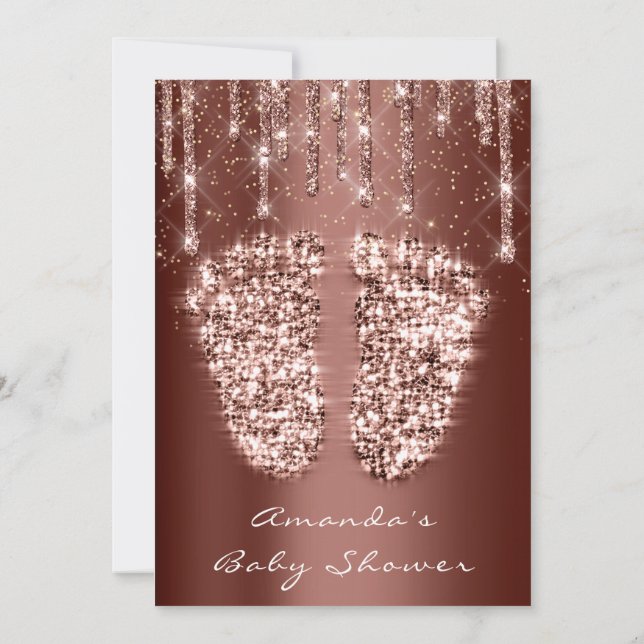 Convites Chá de fraldas Com Brilho Dourado Garota Gama Cast (Verso)