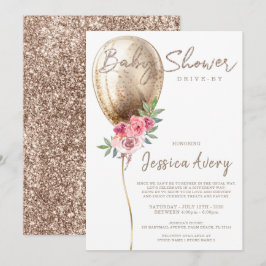 Convites Chá de fraldas Conduzido Por Luxury Beige Balloon 