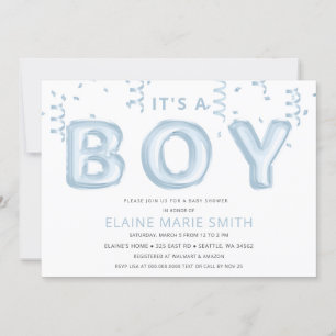 Convites Chá de fraldas Confetti Boy dos Balões de Folha Az