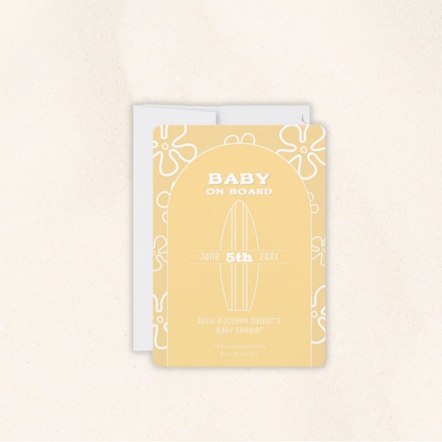 Convites Chá de fraldas Conselho surf - Personalizado Sexo  (Baby on Board Gender Neutral Shower)