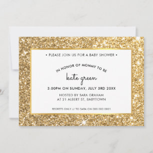 Convites CHÁ DE FRALDAS CONVIDA brilho dourado glamouroso