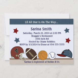 Convites Chá de fraldas/Convites de aniversário MVP/Sport