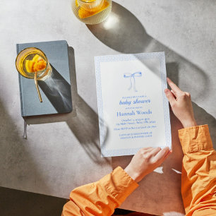 Convites Chá de fraldas Coquetel de Fita Azul