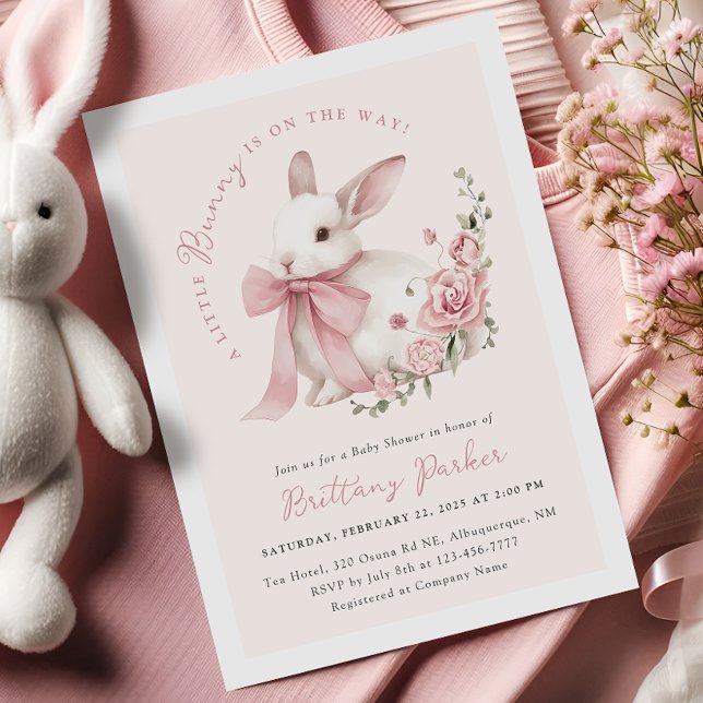 Convites Chá de fraldas Coquette Bunny (Criador carregado)