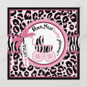 Convites Chá de fraldas cor-de-rosa da carruagem de bebê da