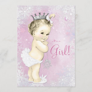 Convites Chá de fraldas cor-de-rosa do país das maravilhas