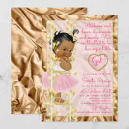 Convites Chá de fraldas cor-de-rosa & Dourado de cobre do