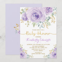Chá de fraldas cor-de-rosa floral Dourado roxo da