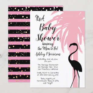 Convites Chá de fraldas cor-de-rosa moderno da palmeira do