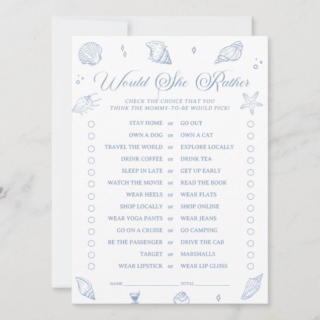 Convites Chá de fraldas Costeira Ela Preferencialmente Cart (Frente)