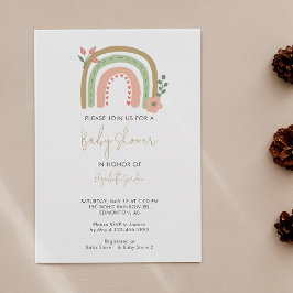 Convites Chá de fraldas Cotovelo-Arco-Íris Flores Terras