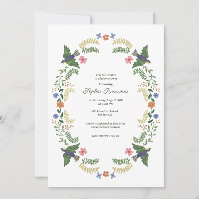 Convites Chá de fraldas Cottagecore (Frente)