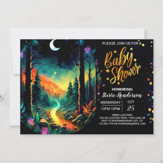 Convites Chá de fraldas Cottagecore Boho Woodland