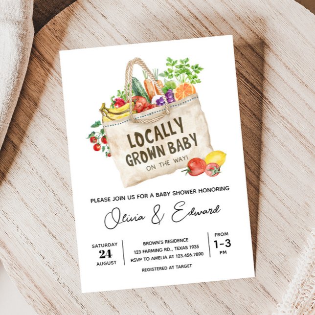 Convites Chá de fraldas crescido localmente (Farmers Locally Grown Baby Shower Invitation
)