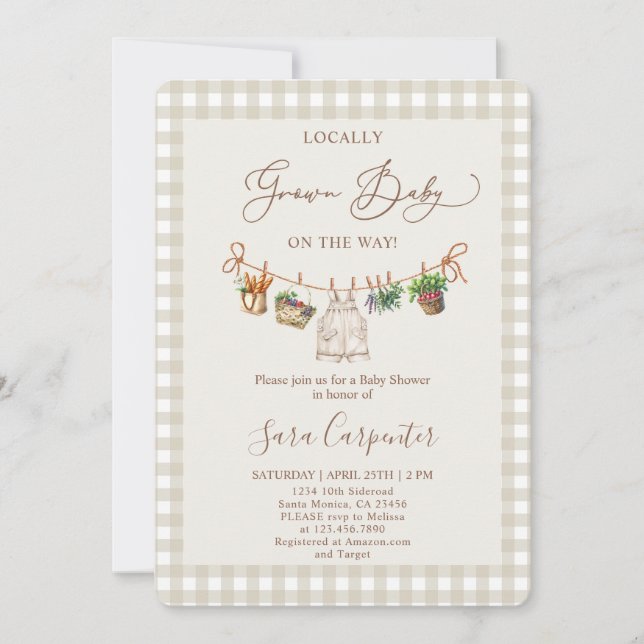 Convites Chá de fraldas crescido localmente (Frente)