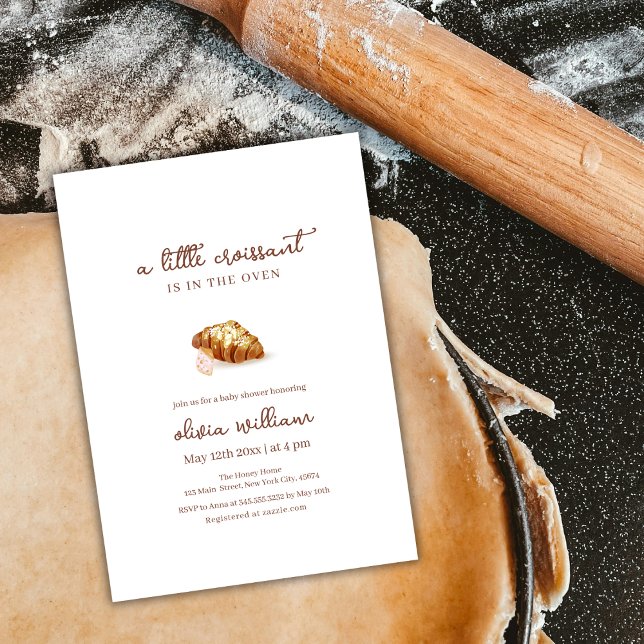 Convites Chá de fraldas Croissant da Padaria de Paris (Paris Bakery Pastry Croissant Baby Shower Invitation)