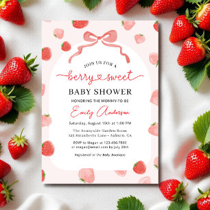 Convites Chá de fraldas Croquette Strawberry Berry Sweet