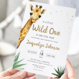 Convites Chá de fraldas Cute Safari Adventure Giraffe