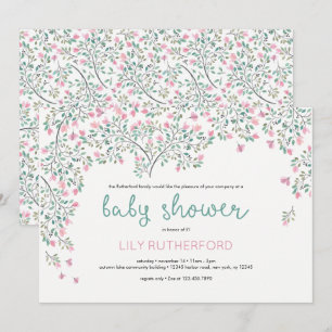 Convites Chá de fraldas da aguarela do Bougainvillea