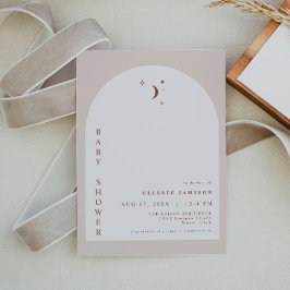 Convites CHÁ DE FRALDAS da Arca da Lua CELESTE Boho Terraco