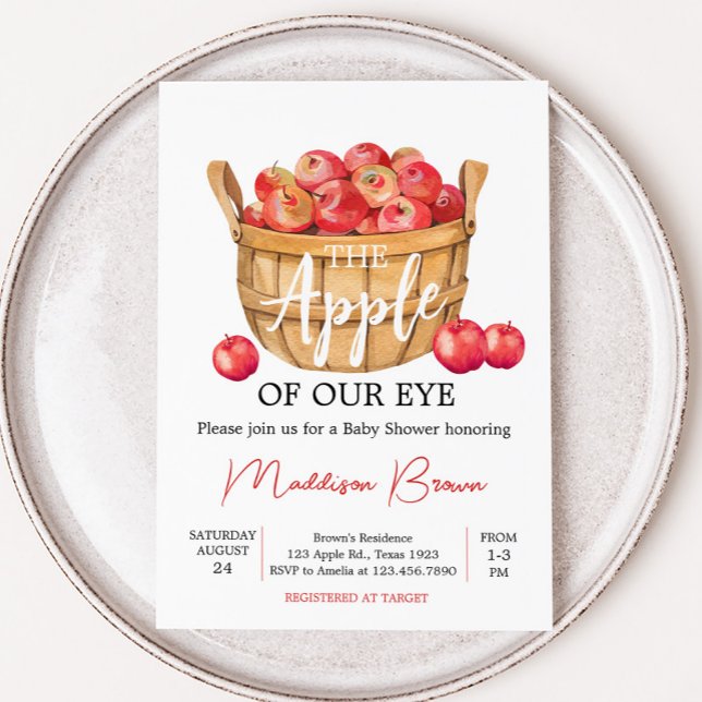 Convites Chá de fraldas da Cesta da Apple (Fall Apple Baby Shower Invitation)