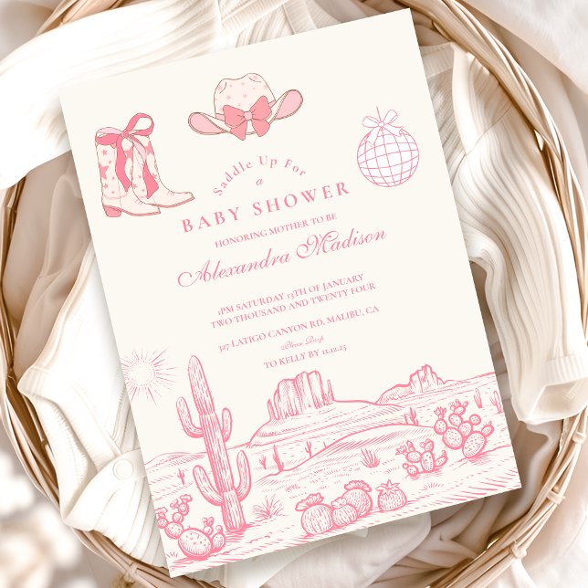 Convites Chá de fraldas da Cowgirl Disco (Criador carregado)