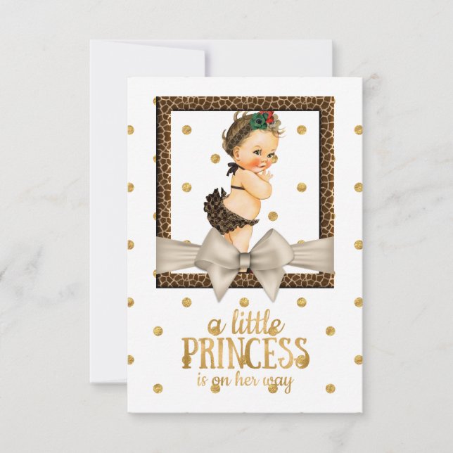 Convites Chá de fraldas da Dourada e Leopard Print Girl (Frente)