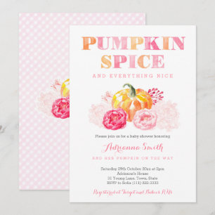 Convites chá de fraldas da especiaria da abóbora, xadrez 