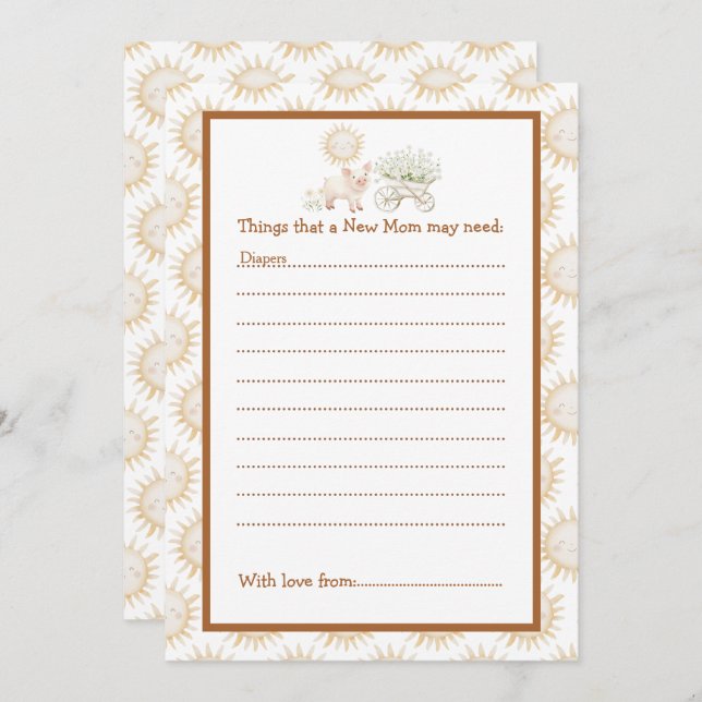 Convites Chá de fraldas da Fazenda (Frente/Verso)