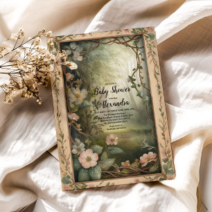 Convites Chá de fraldas da Floresta Floral Magia