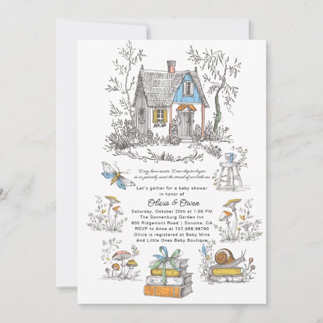 Convites Chá de fraldas da floresta mushroom (Frente)